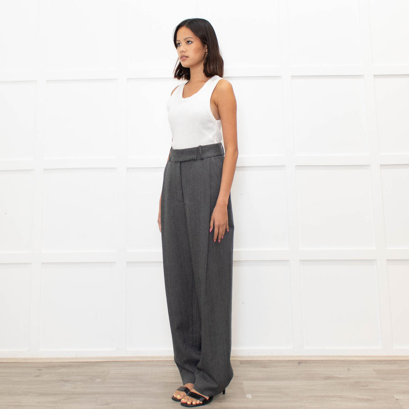 Toteme Grey Herringbone Deep Pleat Trousers