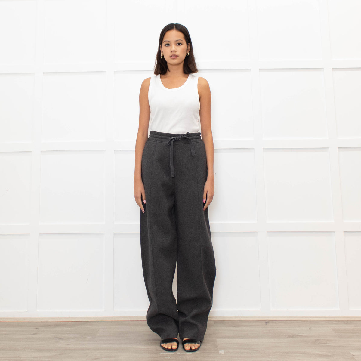 Ami Paris Grey Wool Mix Jogger Style Trousers