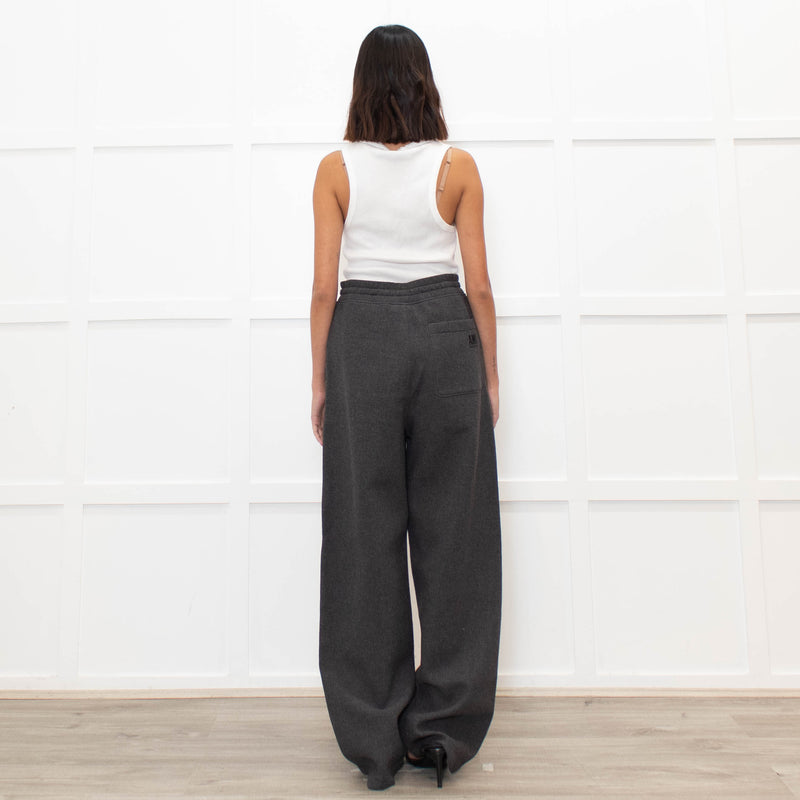 Ami Paris Grey Wool Mix Jogger Style Trousers