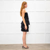 Maje Black Coated Net Frill Mini Skirt