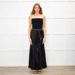 Me + Em Black Sequinned Maxi Skirt