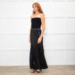 Me + Em Black Sequinned Maxi Skirt