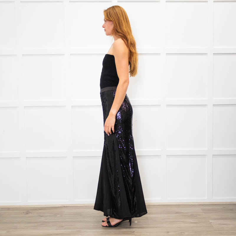 Me + Em Black Sequinned Maxi Skirt