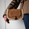 Anya Hindmarch Vere Small Soft Satchel Tan Shearling Crossbody