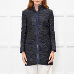 Chanel Black Navy Jacquard Zip Up Jacket