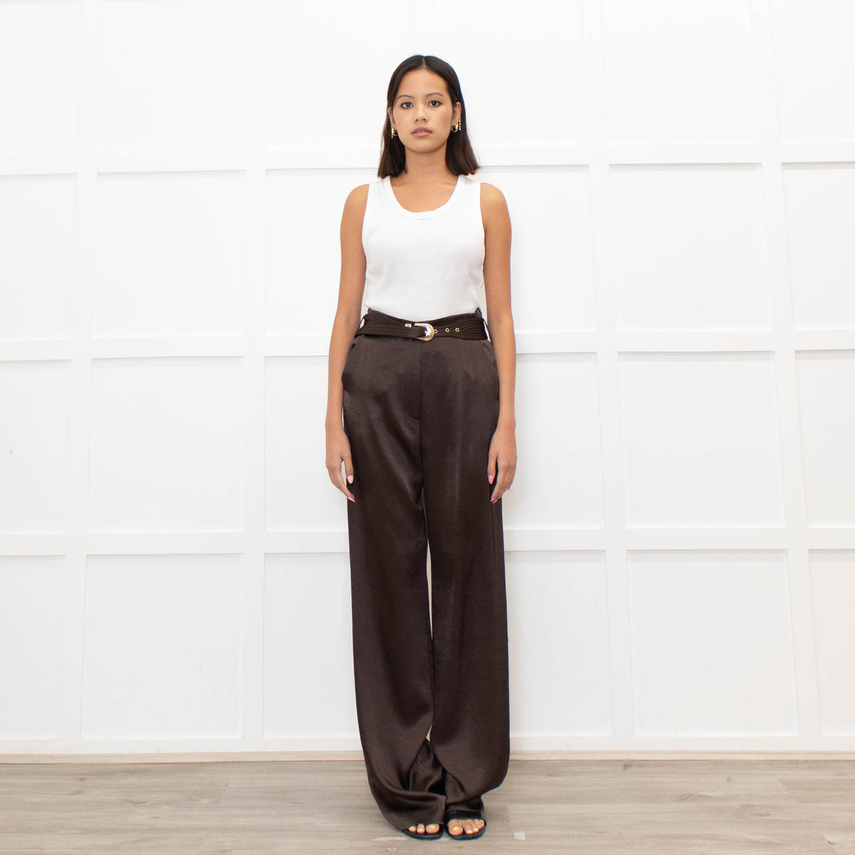 Nanushka Brown Flowy High Waisted Trousers