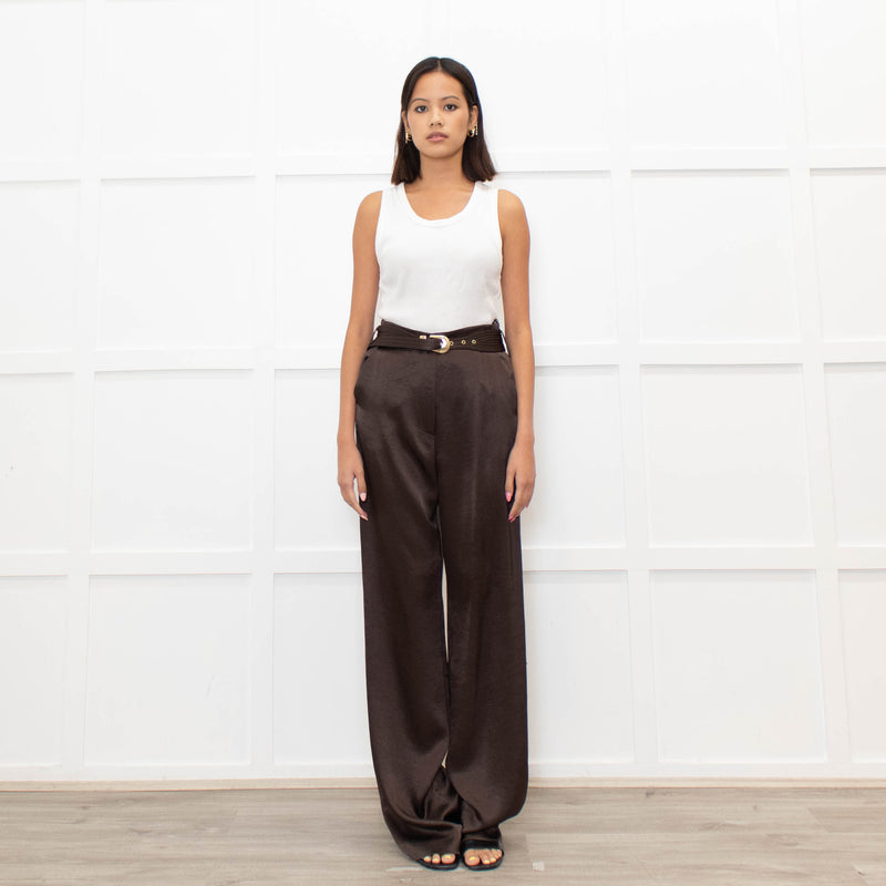 Nanushka Brown Flowy High Waisted Trousers