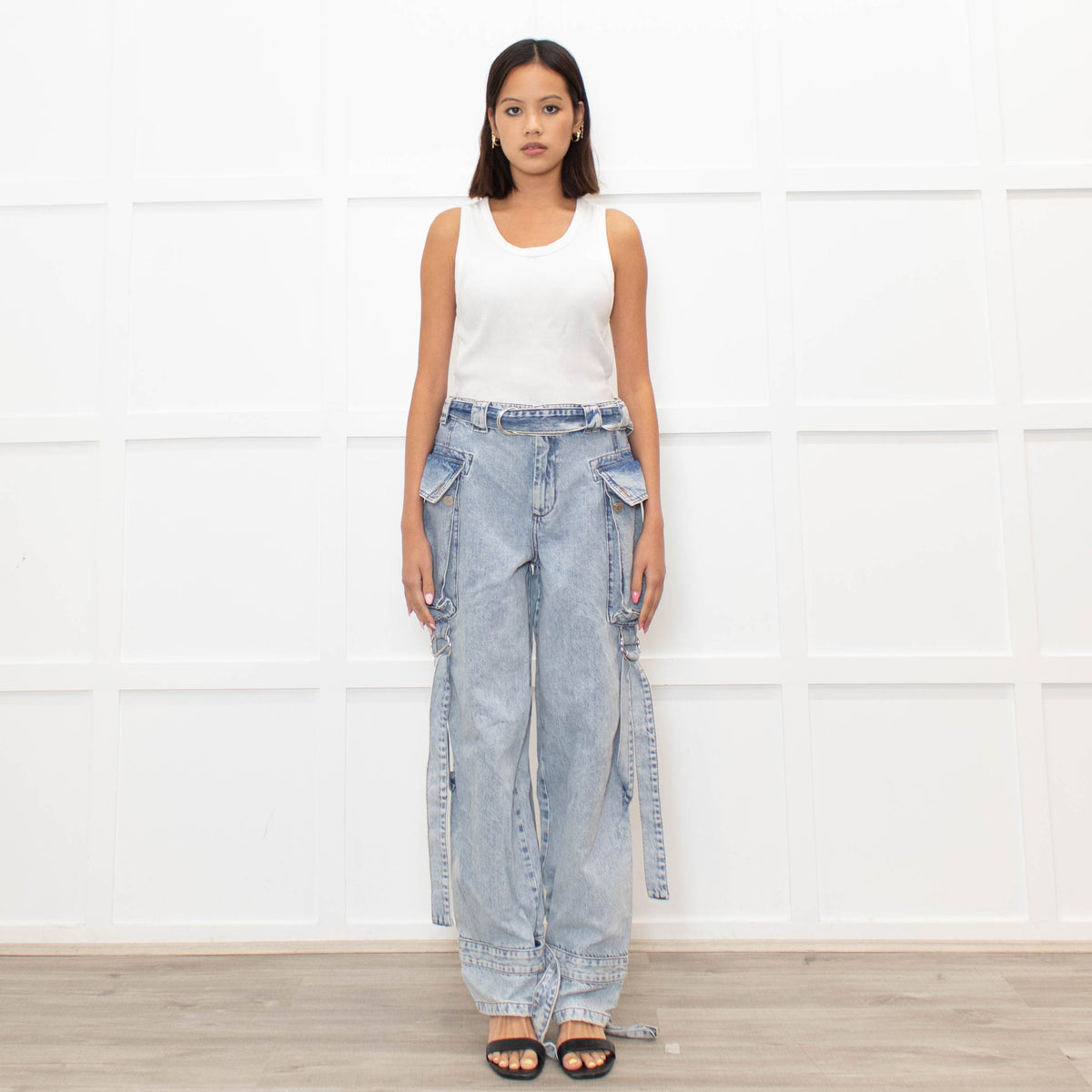 Stella Nova Blue Acid Washed Cargo Jeans