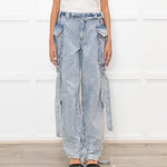 Stella Nova Blue Acid Washed Cargo Jeans