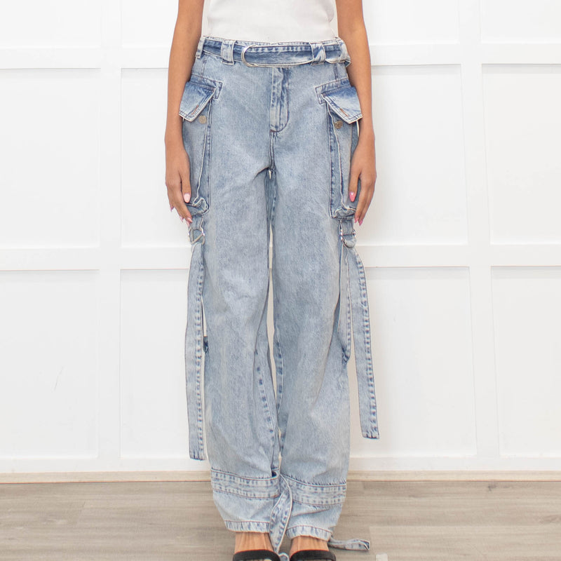 Stella Nova Blue Acid Washed Cargo Jeans