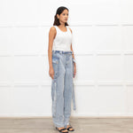 Stella Nova Blue Acid Washed Cargo Jeans