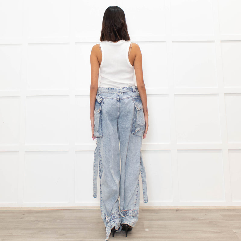 Stella Nova Blue Acid Washed Cargo Jeans