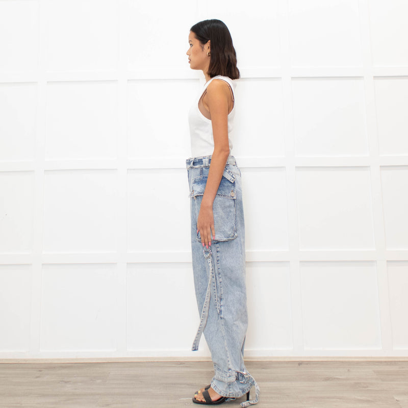 Stella Nova Blue Acid Washed Cargo Jeans