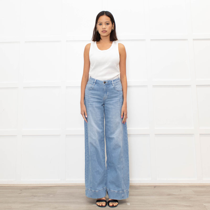 Mos Mosh Pale Blue Denim Wide Leg Jeans