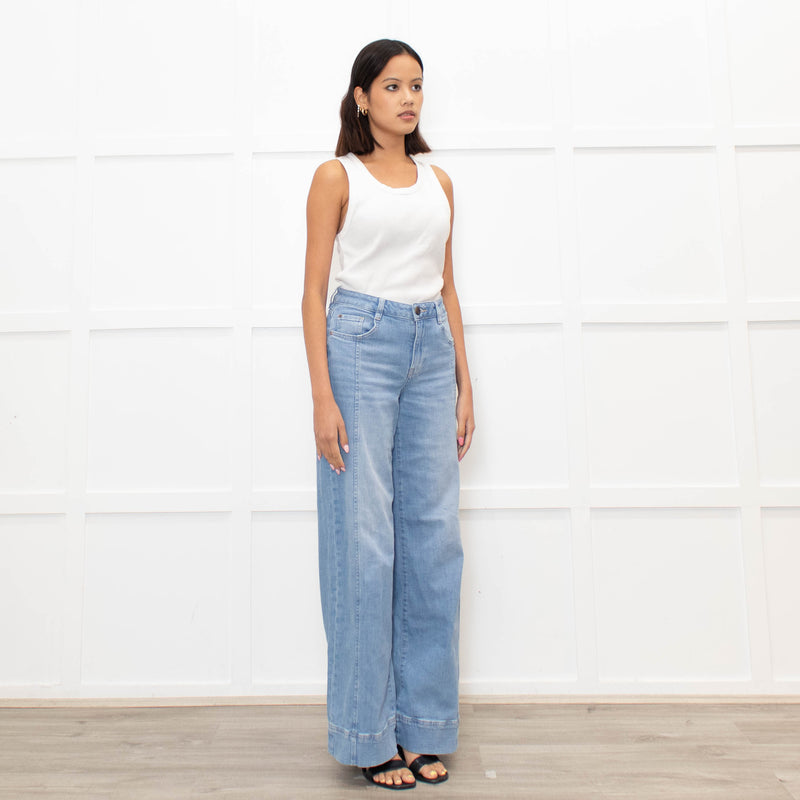 Mos Mosh Pale Blue Denim Wide Leg Jeans