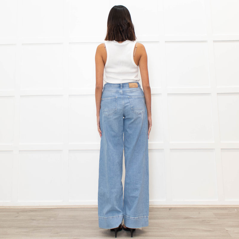 Mos Mosh Pale Blue Denim Wide Leg Jeans
