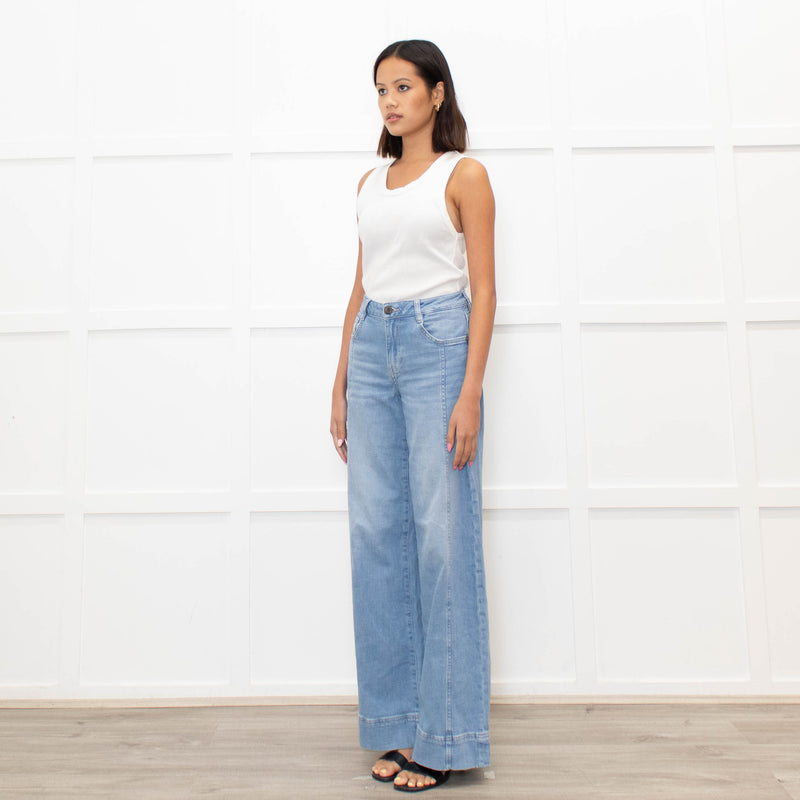 Mos Mosh Pale Blue Denim Wide Leg Jeans