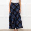 Brora Blue Orange Check A Line Ankle Length Skirt
