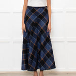 Brora Blue Orange Check A Line Ankle Length Skirt