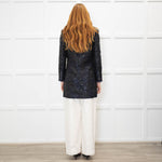 Chanel Black Navy Jacquard Zip Up Jacket