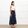 Brora Blue Orange Check A Line Ankle Length Skirt
