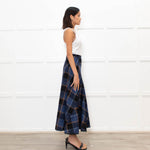 Brora Blue Orange Check A Line Ankle Length Skirt