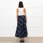 Brora Blue Orange Check A Line Ankle Length Skirt