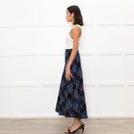 Brora Blue Orange Check A Line Ankle Length Skirt