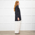 Chanel Black Navy Jacquard Zip Up Jacket