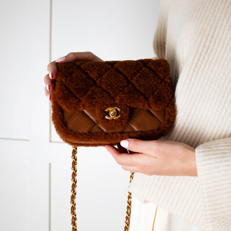 Chanel Brown Quilted Teddy Flap