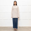 Duffy Neutral Cashmere High Neck V Back Belted Jumper