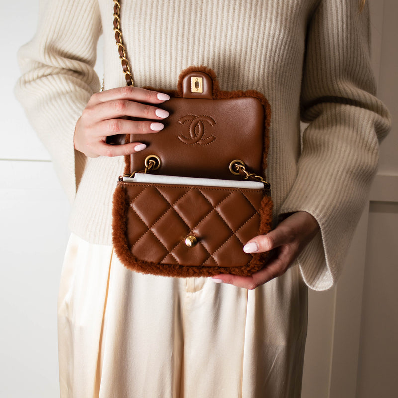 Chanel Brown Quilted Teddy Flap