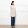 Duffy Neutral Cashmere High Neck V Back Belted Jumper