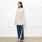 Duffy Neutral Cashmere High Neck V Back Belted Jumper