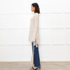 Duffy Neutral Cashmere High Neck V Back Belted Jumper