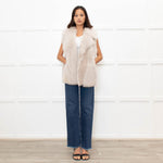 Reiss Cream Shearling and Leather Gilet