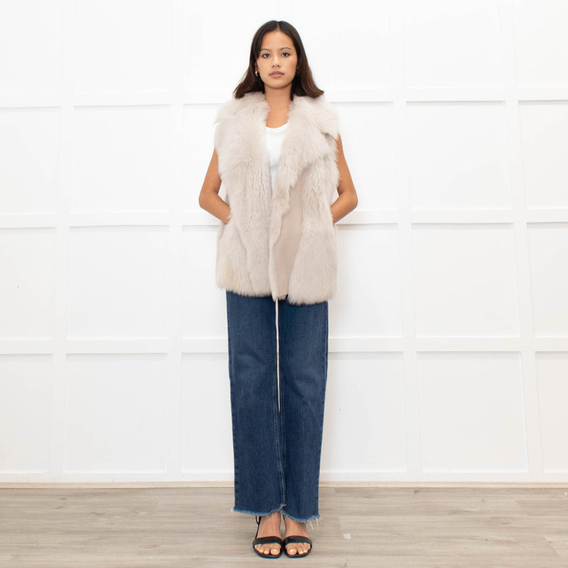 Reiss Cream Shearling and Leather Gilet