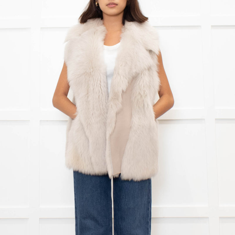 Reiss Cream Shearling and Leather Gilet