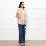 Reiss Cream Shearling and Leather Gilet