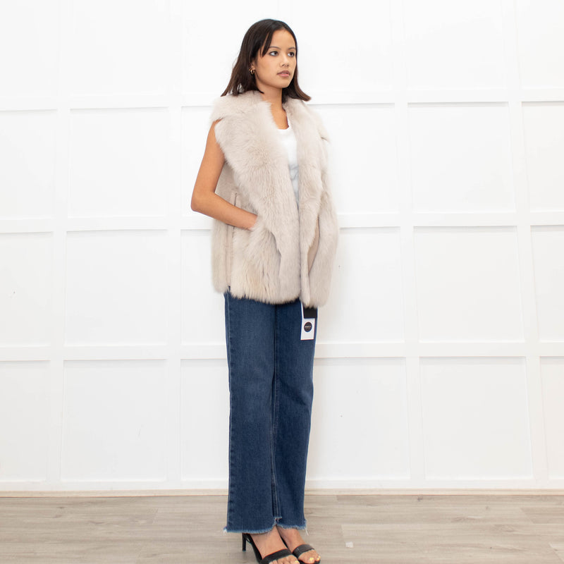 Reiss Cream Shearling and Leather Gilet