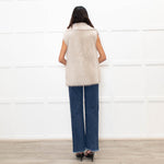 Reiss Cream Shearling and Leather Gilet