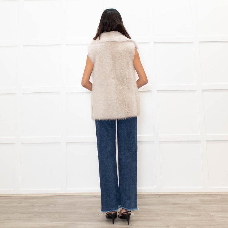 Reiss Cream Shearling and Leather Gilet