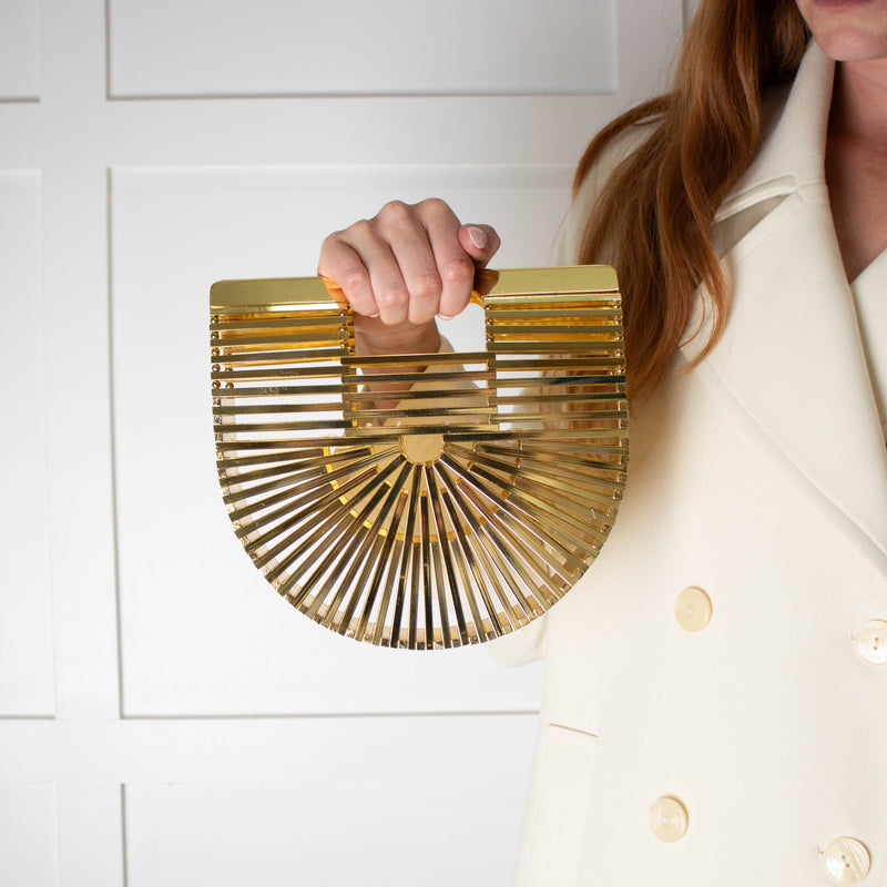 Cult Gaia Gold Ark Metal Clutch Bag