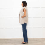 Reiss Cream Shearling and Leather Gilet