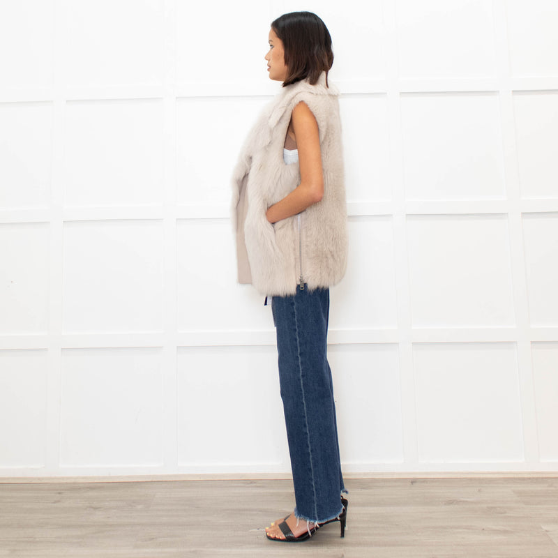 Reiss Cream Shearling and Leather Gilet