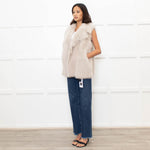 Reiss Cream Shearling and Leather Gilet