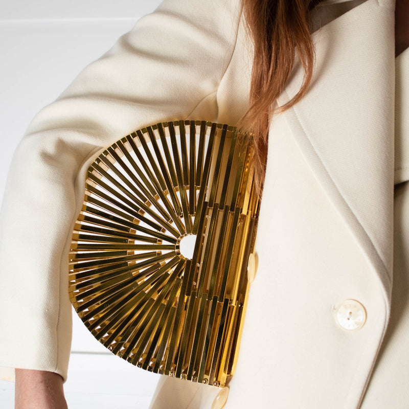 Cult Gaia Gold Ark Metal Clutch Bag