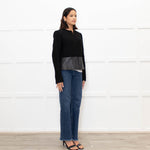 Joseph Black Wool  Leather Trim Short Jacket