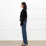 Joseph Black Wool  Leather Trim Short Jacket