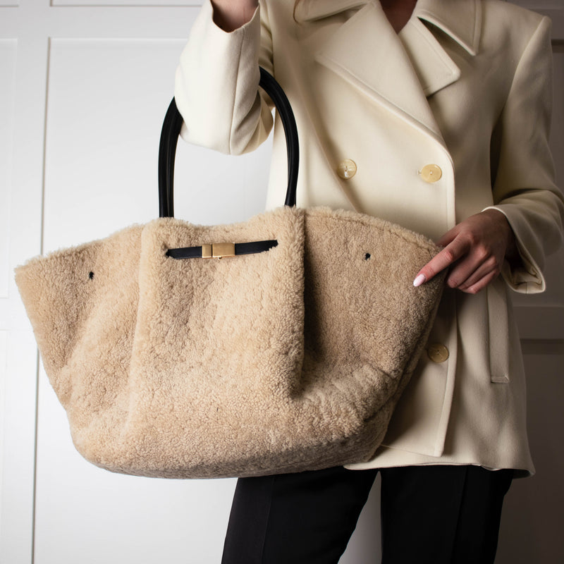 Demellier New York Shearling Beige/Black Tote